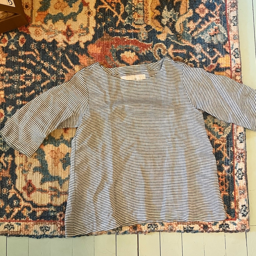 New, never worn NotPerfect Linen January loose top size M in blue stripe